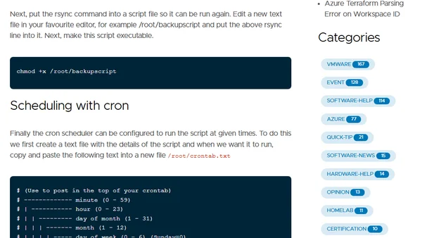 Using Cron to automate a Rsync backup job