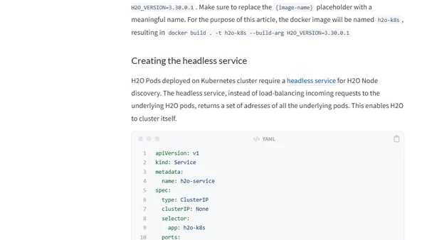 Running H2O cluster on a Kubernetes cluster
