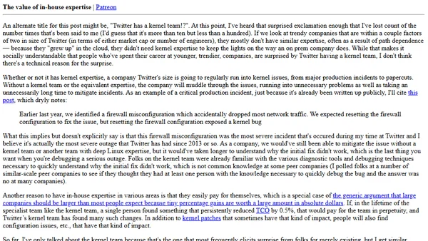 The value of in-house expertise