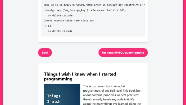 Showing full MySQL foreign key errors