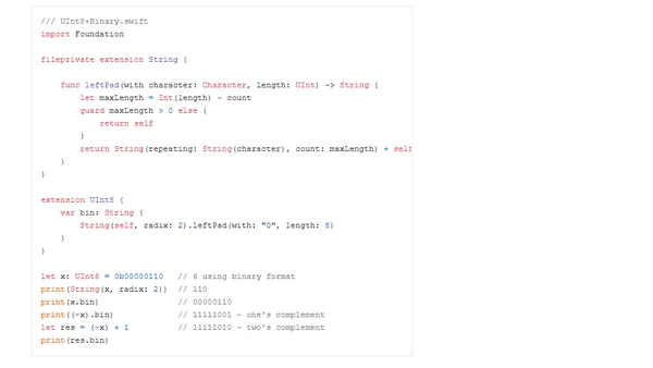 Practical guide to binary operations using the UInt8 type in Swift