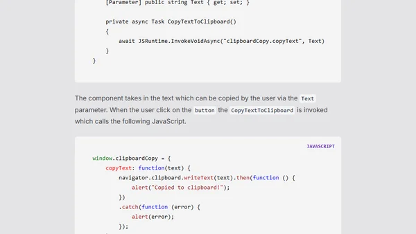 Copy to Clipboard in Blazor