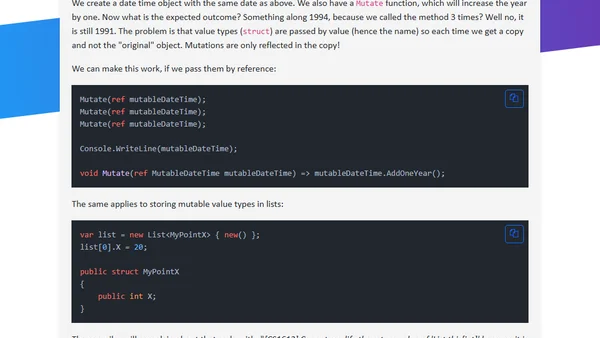Mutable value types are evil! Sort of...