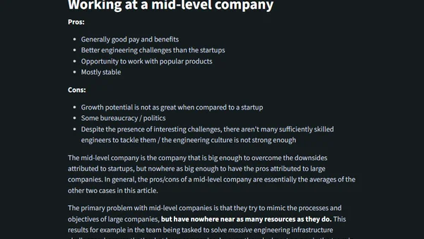 Working at startups vs large companies