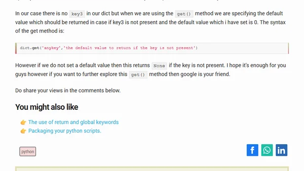 Dictionaries have a get() method