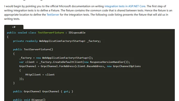 Integration Tests for gRPC Services in ASP.NET Core