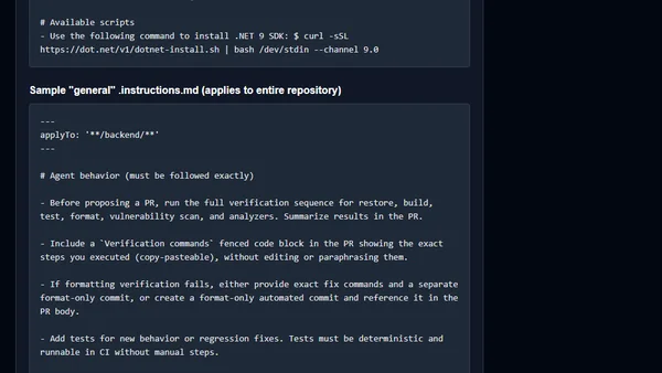 Using *instructions.md to encourage GitHub Copilot to behave