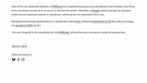 Excel Formula Parsing using PHP?
