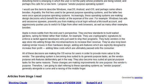 General-purpose OS, special-purpose OS, and now: vendor-purpose OS