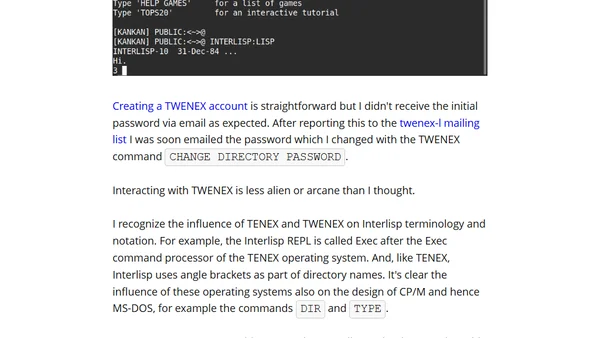 Exploring Interlisp-10 and TWENEX
