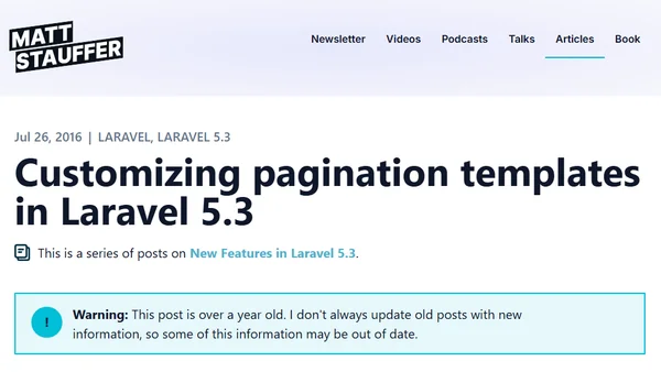 Customizing pagination templates in Laravel 5.3