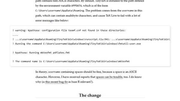 A Change in the TinyTeX Installation Path on Windows