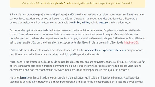 Ne faites pas confiance aux données de vos utilisateurs