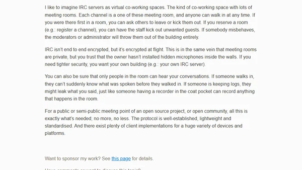 IRC is great for public spaces