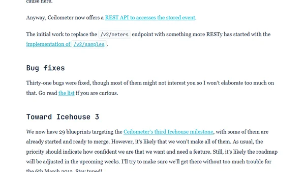 OpenStack Ceilometer Icehouse-2 milestone released