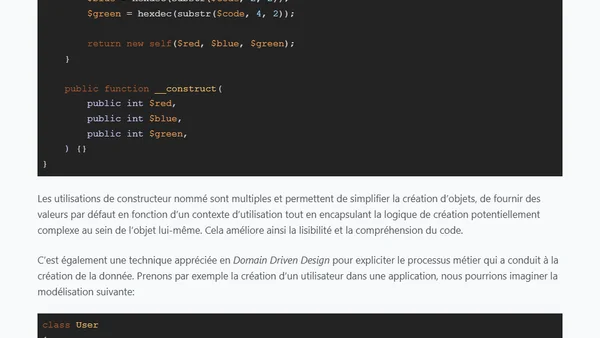 Les constructeurs nommés comme alternative aux constructeurs multiples en PHP