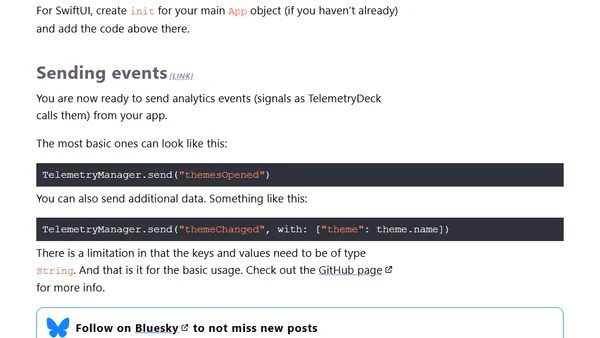 Adding private analytics with TelemetryDeck: Quick Start