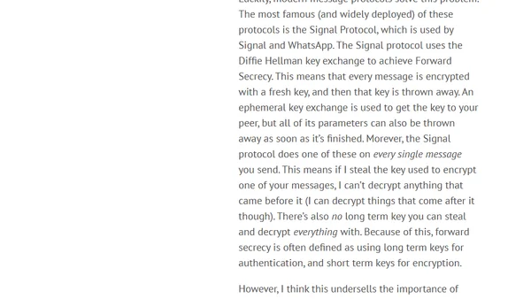 Forward secrecy is the most important thing