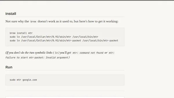 Get mtr working on the Mac