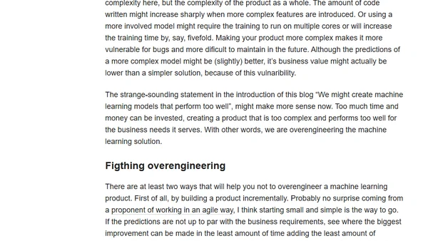 Overengineering in ML - business life is not a Kaggle competition