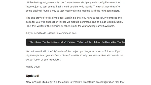 Easy Testing Of Your Web.Config Transformations