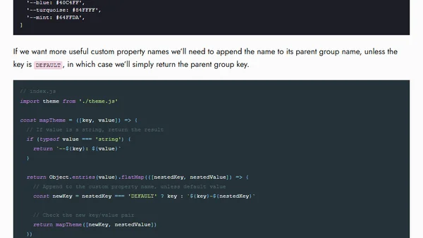 Creating CSS Theme Variables from a JS file
