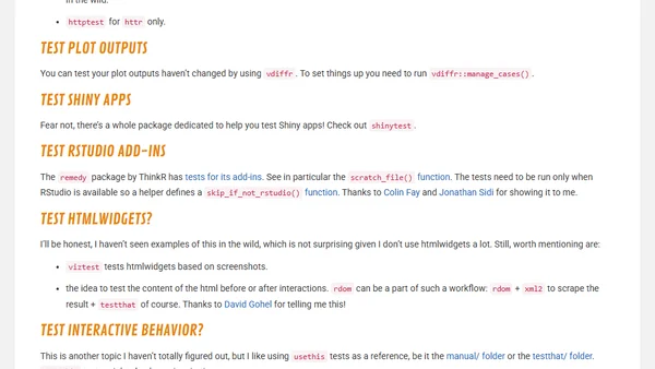 Packages for Testing your R Package