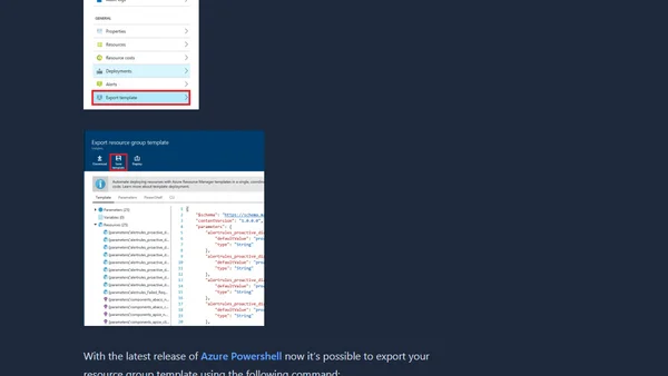 Export Azure Resource Groups Templates