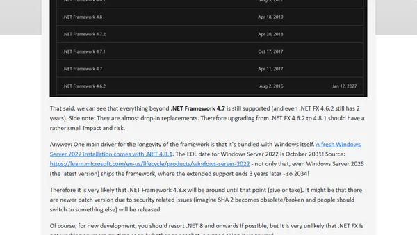 When will .NET Framework retire?