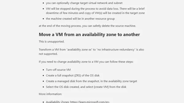 Moving a virtual machine between availability zones in Azure