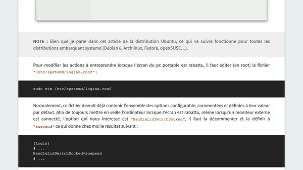 Mise en veille d'un PC portable sous Ubuntu 15.04 (systemd)