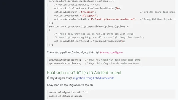 (ASP.NET Core MVC) Tích hợp Entity Framework và Identity