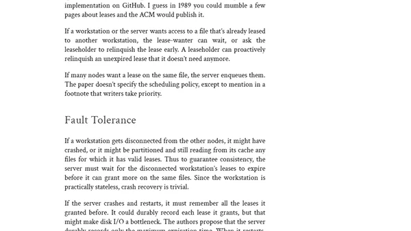 Review: Leases: An Efficient Fault-Tolerant Mechanism for Distributed File Cache Consistency
