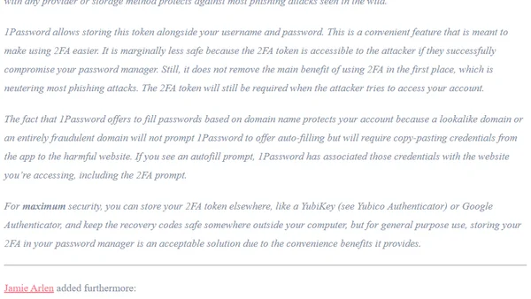 Why does storing two-factor authentication codes in your password manager make sense?
