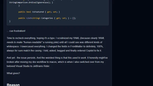 Frontmatter Fields Not Populating When Setting Up Your BlazorStatic Website? Easy Fix!