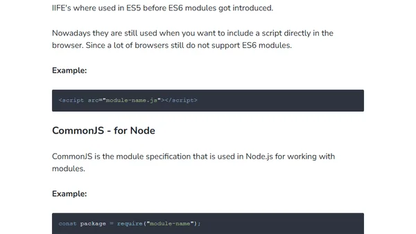 TLDR JavaScript module formats