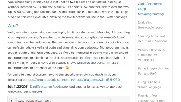 Code Refactoring Using Metaprogramming