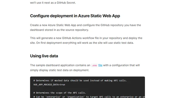 Deploy GitHub Copilot metrics dashboard to Azure Static Web Apps