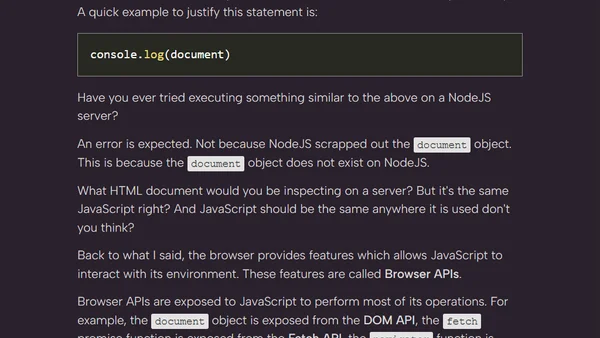Some Javascript features are actually Browser APIs