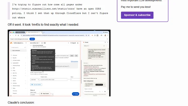 Using Claude in Chrome to navigate out the Cloudflare dashboard