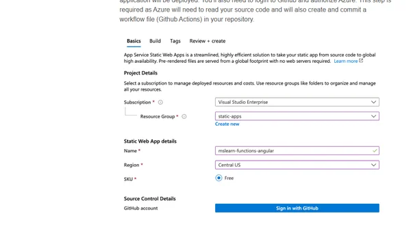 Deploying Angular to Azure Static Web Apps