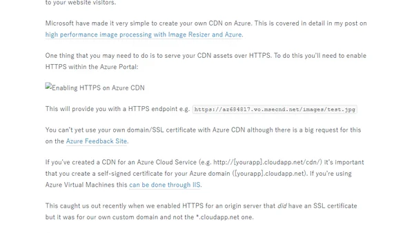 Using HTTPS with the Azure CDN