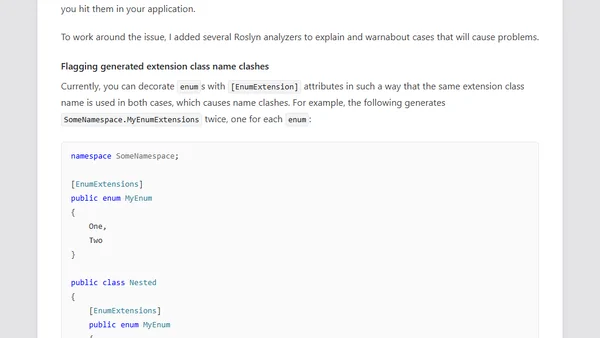 Recent updates to NetEscapades.EnumGenerators: [EnumMember] support, analyzers, and bug fixes
