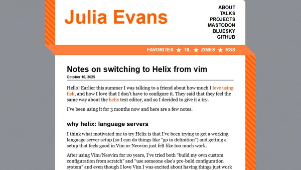 Notes on switching to Helix from vim