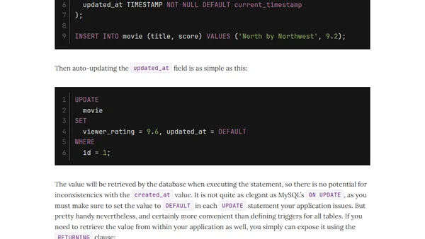 Last Updated Columns With Postgres