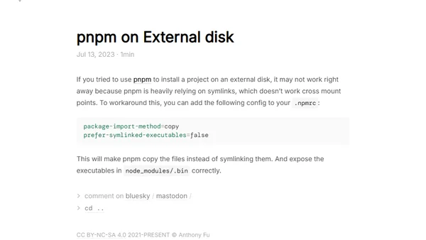 pnpm on External disk