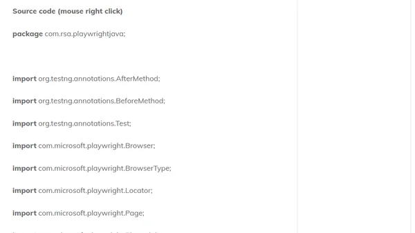Usage of stream(), has-text() and mouse right click methods using Playwright Java