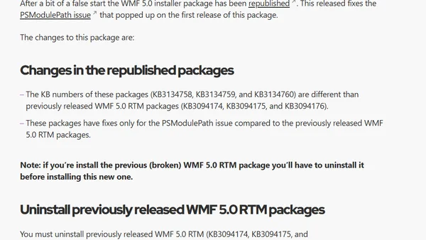 Windows Management Framework 5.0 (WMF) RTM re-published