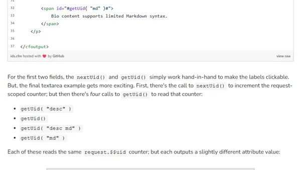 Utilities For Generating "id" / "for" Attributes In ColdFusion