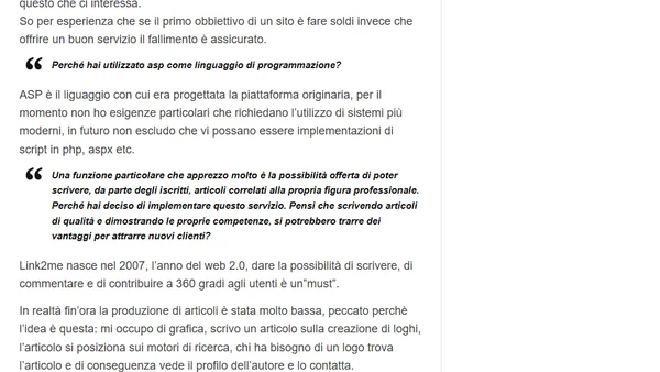 Ecco la seconda parte dell’intervista al creatore di Link2me.it